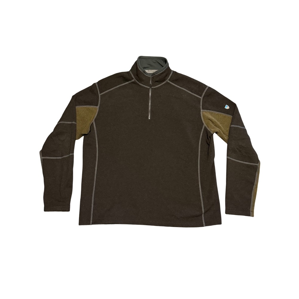 Kuhl Interceptr 1/4 Zip Fleece Pullover Mens XXL Brown Alfpaca Gold Sweater